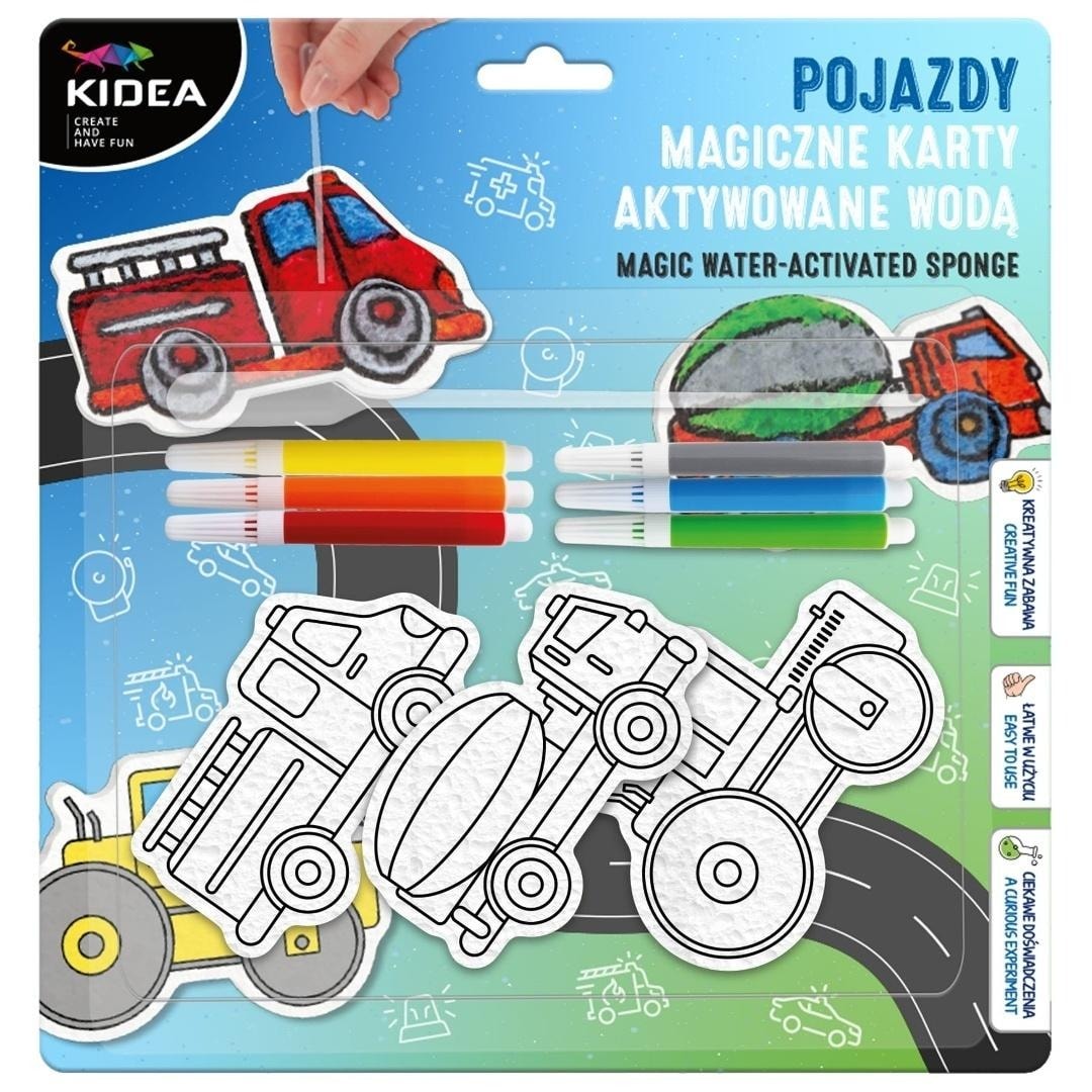 Kidea Magic cards activated by water - vehicles for creative children