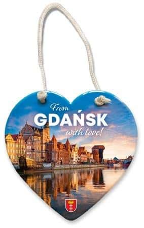 I love Poland Ceramic magnet heart Gdańsk - Souvenir from Poland