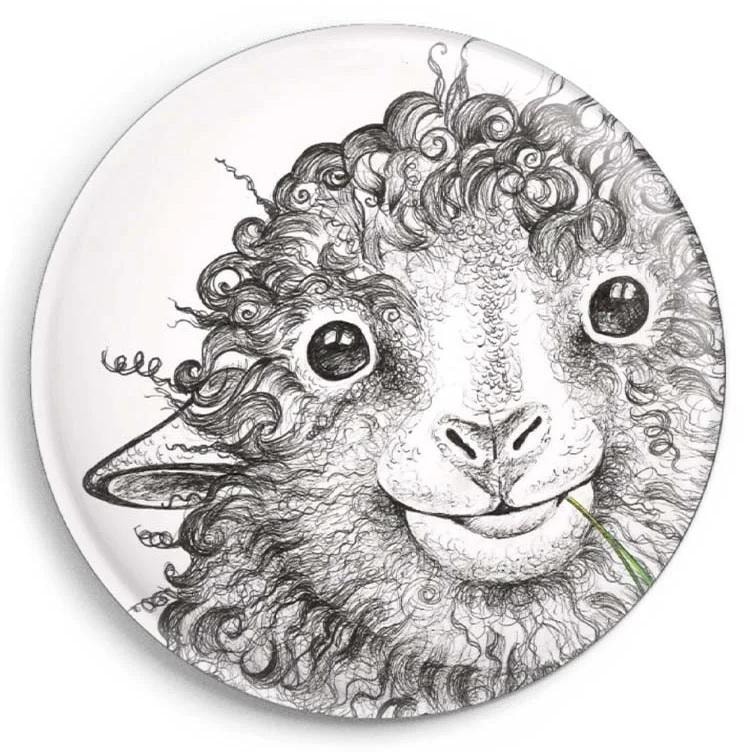 Sheep Wollfried Magnet - round, matte decorative magnet