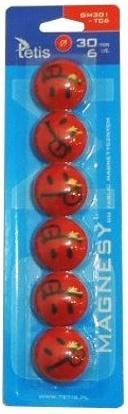 Tetis Magnets for boards red 6 pieces - ideal for office and school
