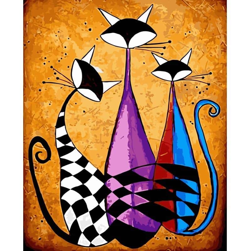 Painting by numbers Three Cats 40x50cm - Create your own masterpiece!