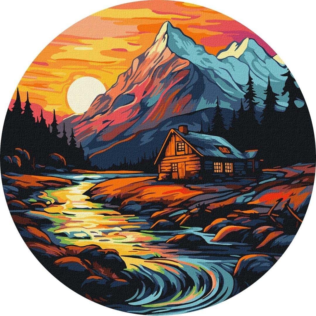 Ideyka Painting by Numbers - House by the Stream 33 cm - Create Your Own Masterpiece