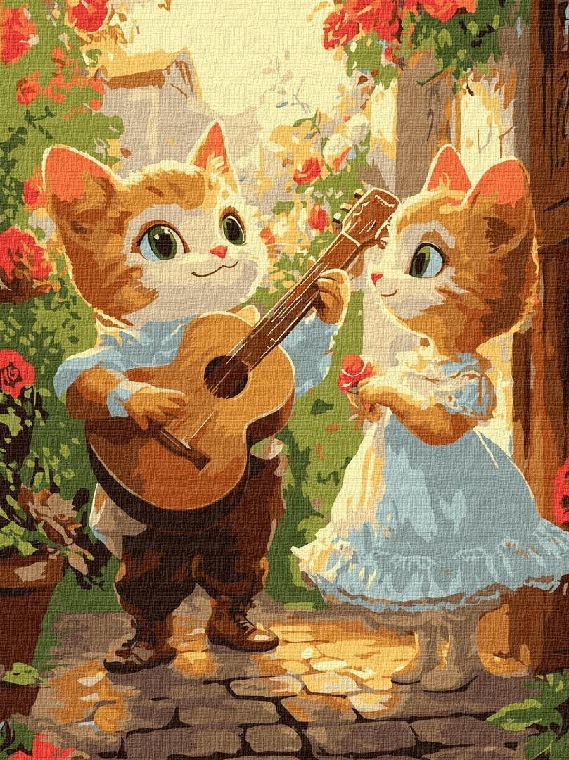 Ideyka Painting by numbers - Cat romance 30x40cm - create your own masterpiece