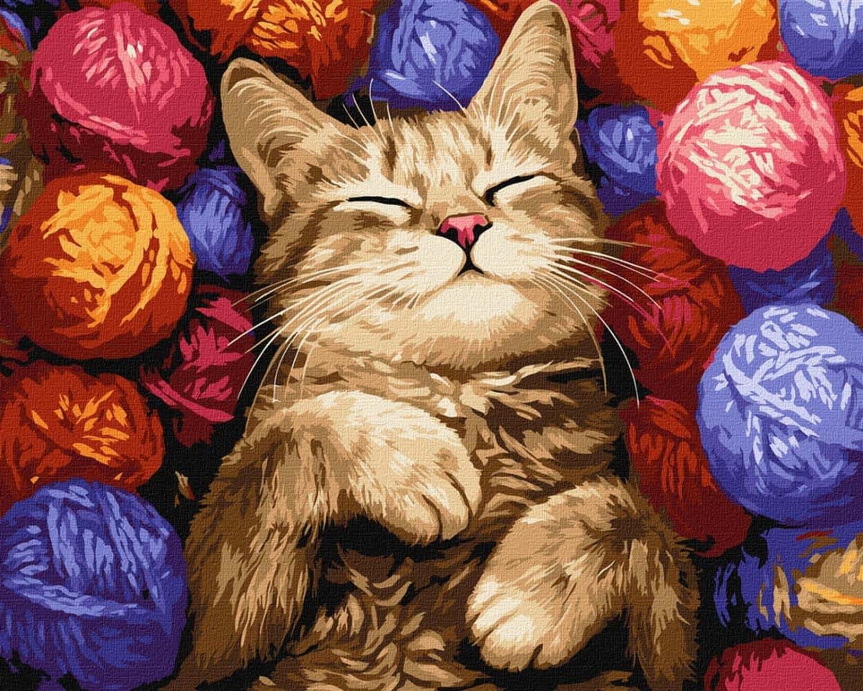 Ideyka Painting by numbers - Cat in a tangle 40x50cm - perfect as a gift