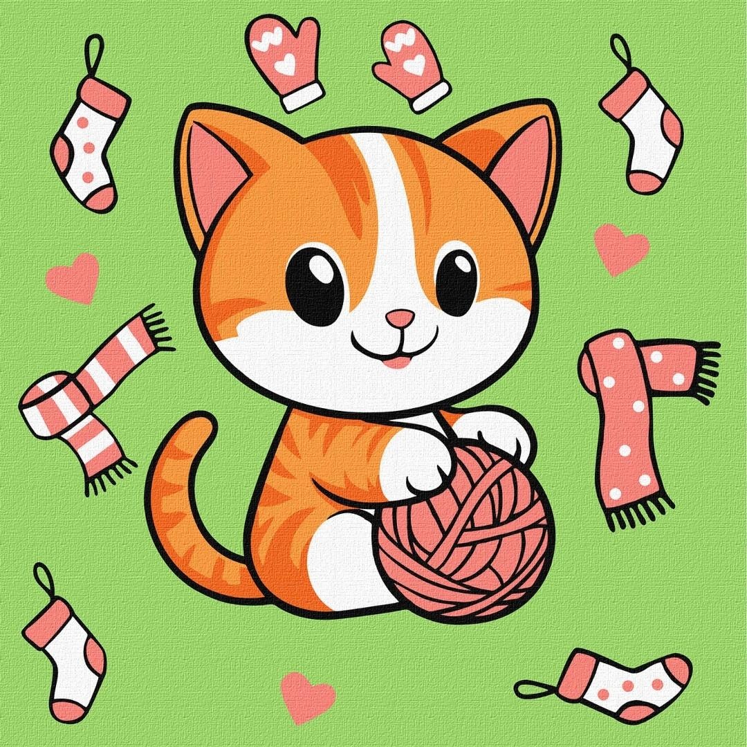 Ideyka Painting by Numbers - Kitten and Yarn Ball 1 Kids
