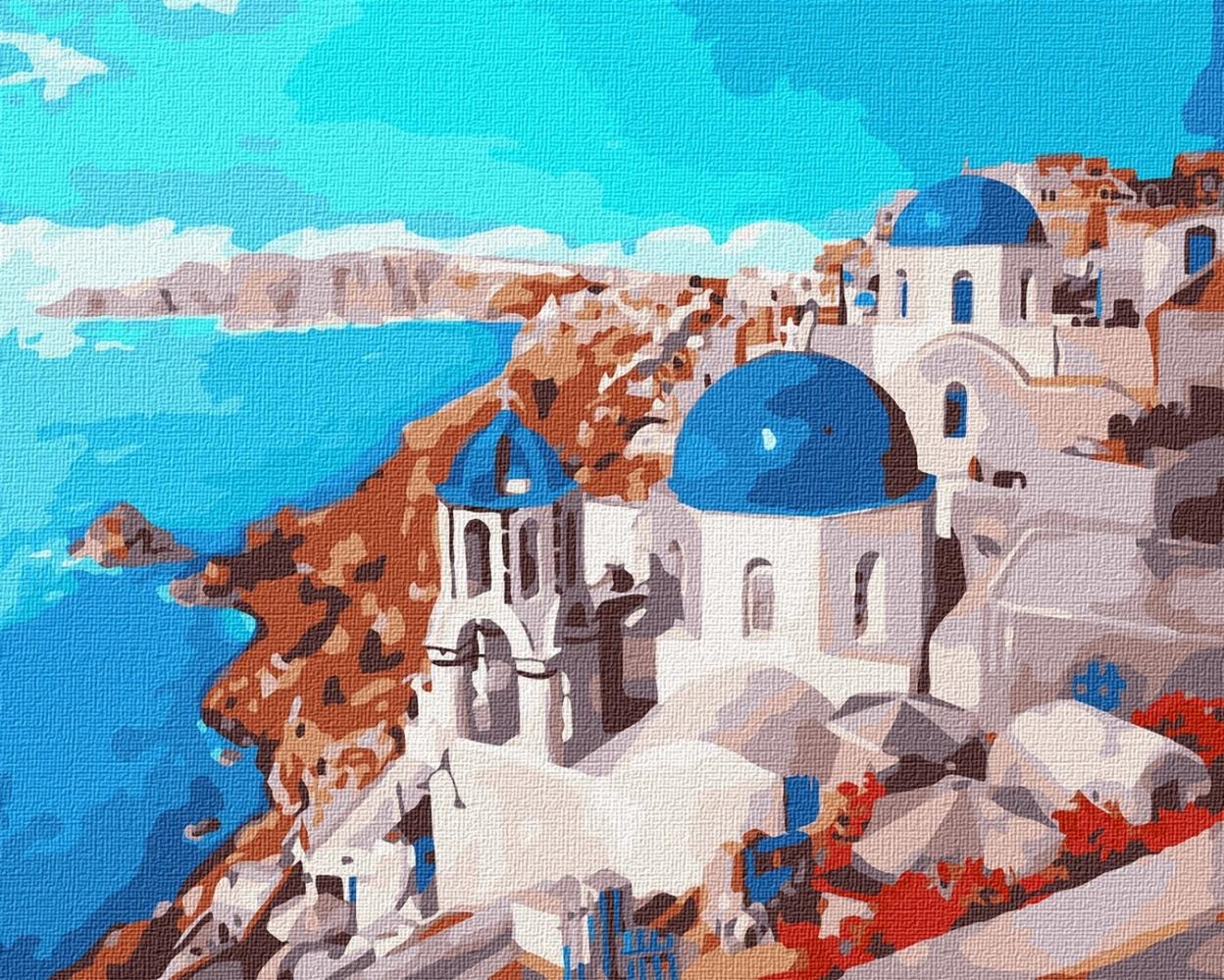 Ideyka Painting by Numbers - Santorini Landscape 40x50 cm - perfect as a gift