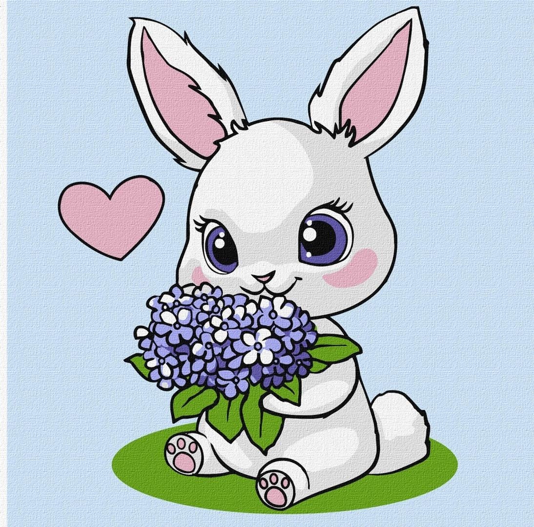 Ideyka Painting by numbers - Bunny with hydrangeas - perfect as a gift