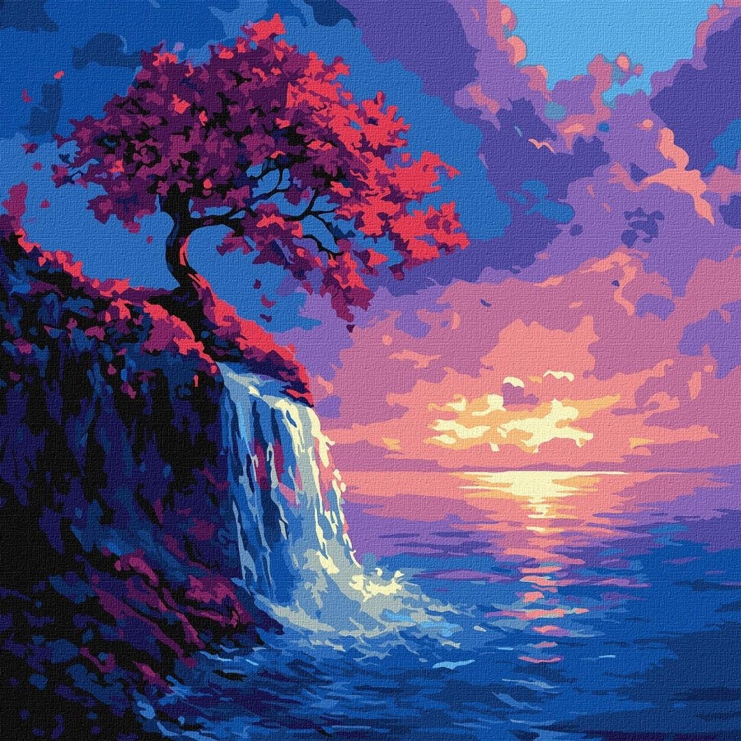 Ideyka Painting by numbers - Sakura in the stream 40x40 cm - create your own masterpiece