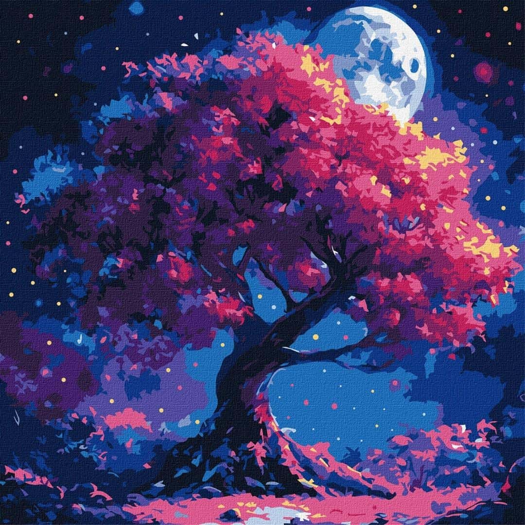 Ideyka Painting by numbers - Tree silhouette 40x40 cm - create your own masterpiece