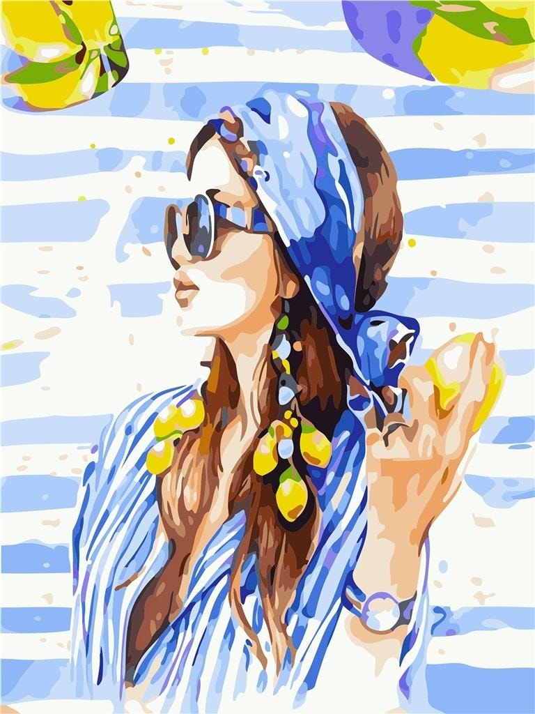 Painting by numbers - Vacation girl 30x40cm - Create your masterpiece