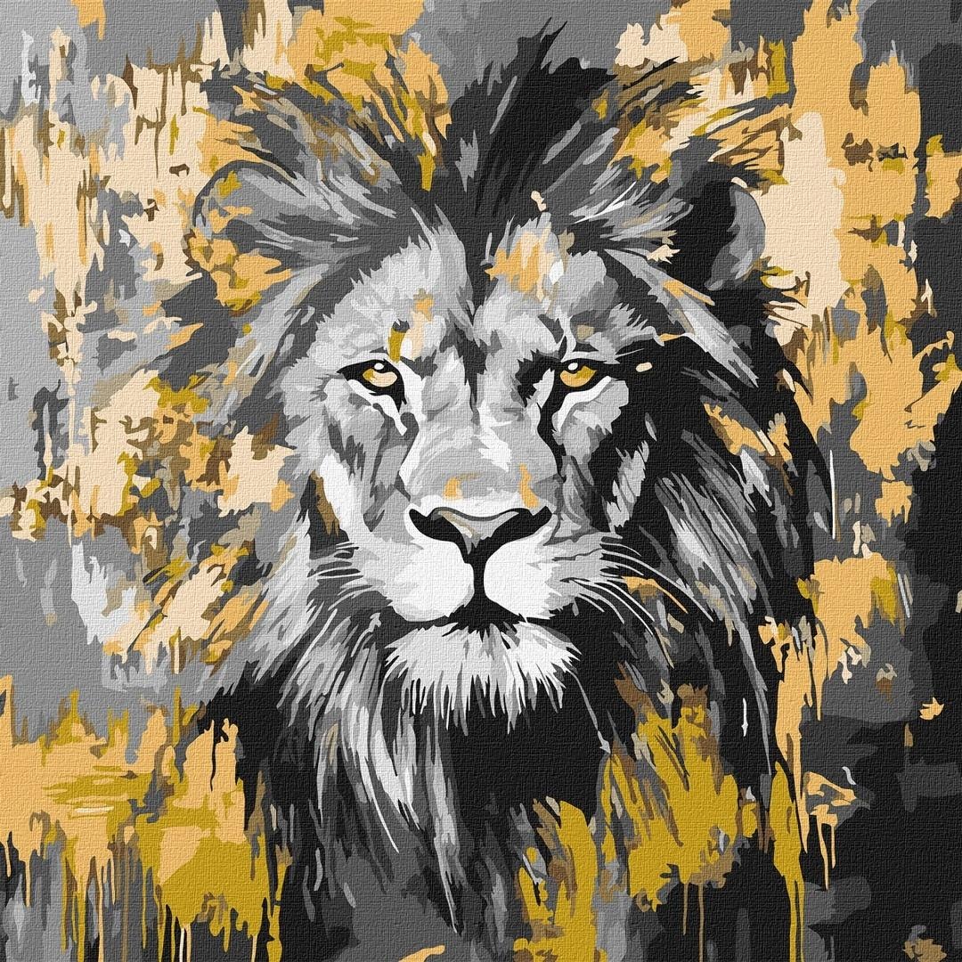 Ideyka Painting by Numbers - Golden Lion Metal 40x40 cm - Create your own masterpiece