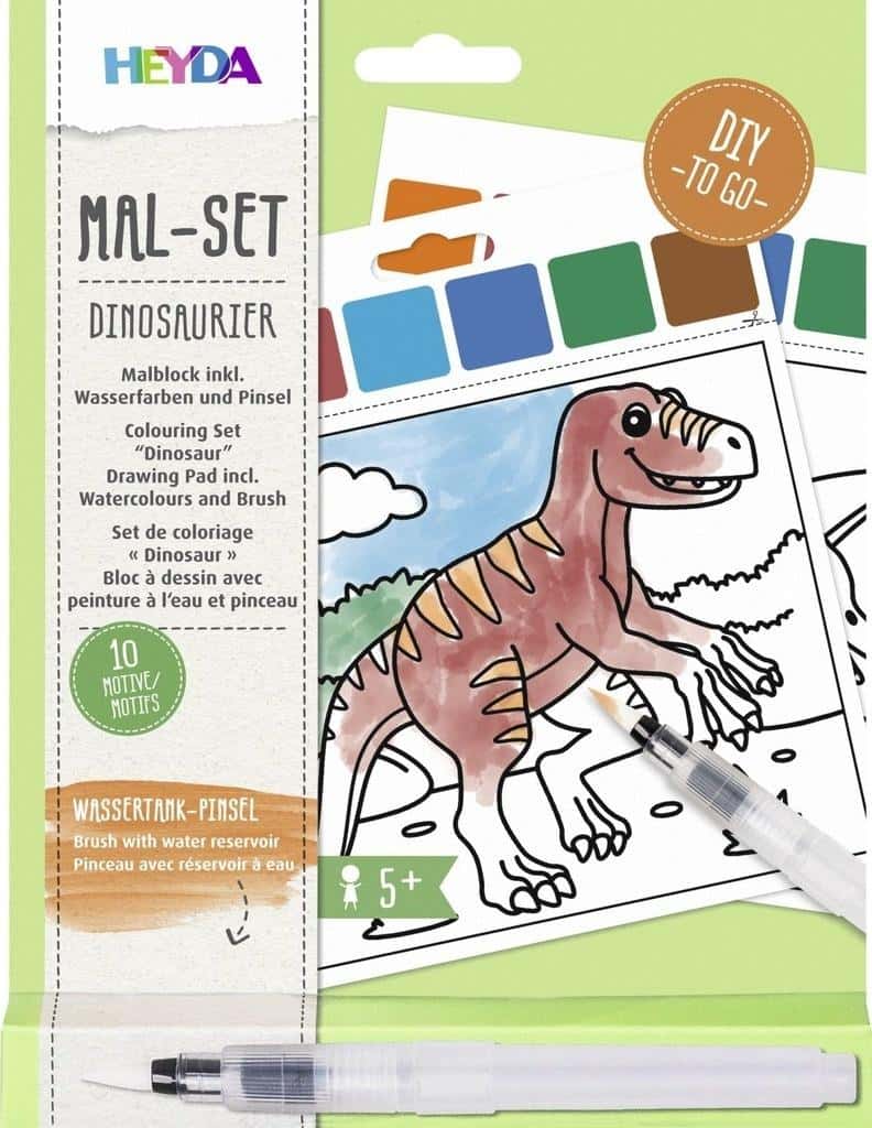 Heyda Water coloring book - Dinosaurs - 10 pictures with brush