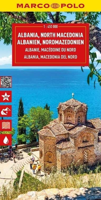 Marco Polo - Road map Albania North Macedonia 1:450 000