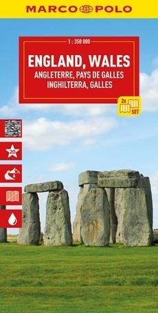 Marco Polo Road map England and Wales 1:350 000 - perfect for trips!