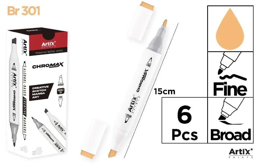 Artix Chromax BR 301 - Marker with two tips, set of 6