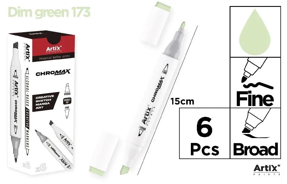Chromax Marker - Double-ended marker in Dim Green 173, set of 6