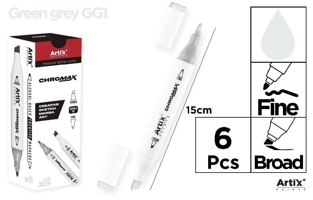 Chromax ARTIX Marker - Set of 6 markers with two tips