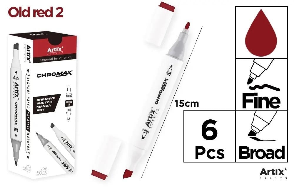Artix Chromax - Double-ended marker Old Red 2 - 6 pieces
