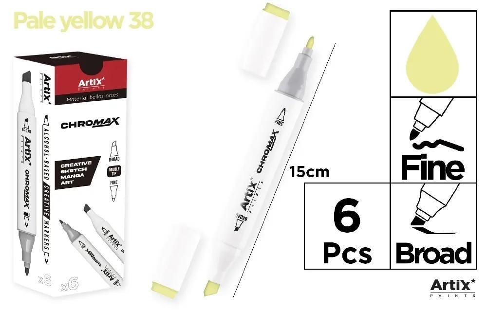 Chromax Marker with two tips pale yellow - ideal for drawing and coloring