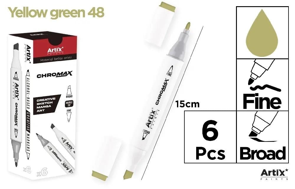 Chromax Artix Marker with two tips yellow green 48 (6pcs) - marker set for everyone