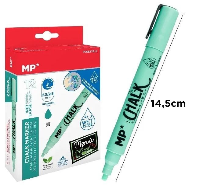 Turquoise Chalk Marker for Wet Wiping - 12 Pieces of Creativity!