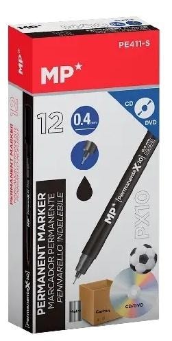 MP Main Paper Permanent marker fine 0.4 mm black 12 pieces - ideal for office and home
