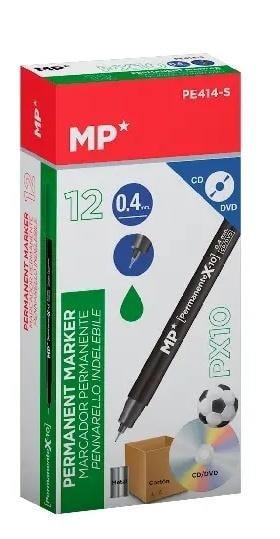 MP Main Paper Fine permanent marker for CD/DVD green 12 pieces - precise writing