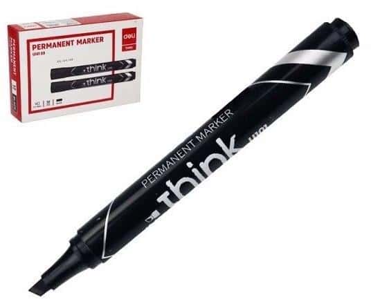 Deli Permanent marker chisel tip 1.5-5mm black (12pcs) - reliable for office and home