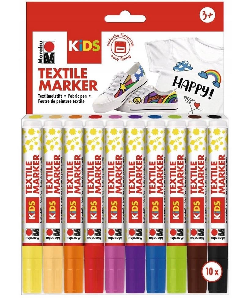 Marabu Kids - Fabric markers 10 colors - creative fun for kids