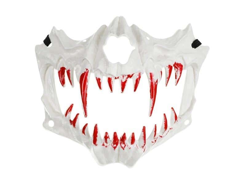 PartyDeco Skull Mask - White-red perfect for Halloween