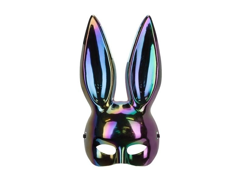 PartyDeco Rabbit Mask black iridescent - perfect for masquerade ball