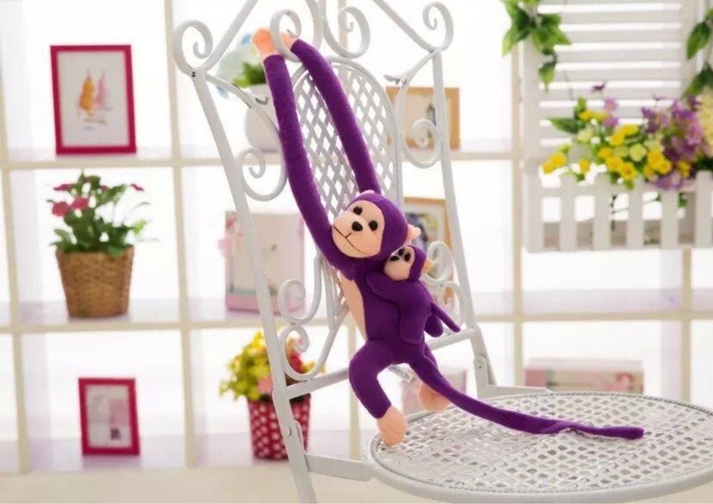 Plush monkey mascot with baby purple 70cm - perfect for cuddling