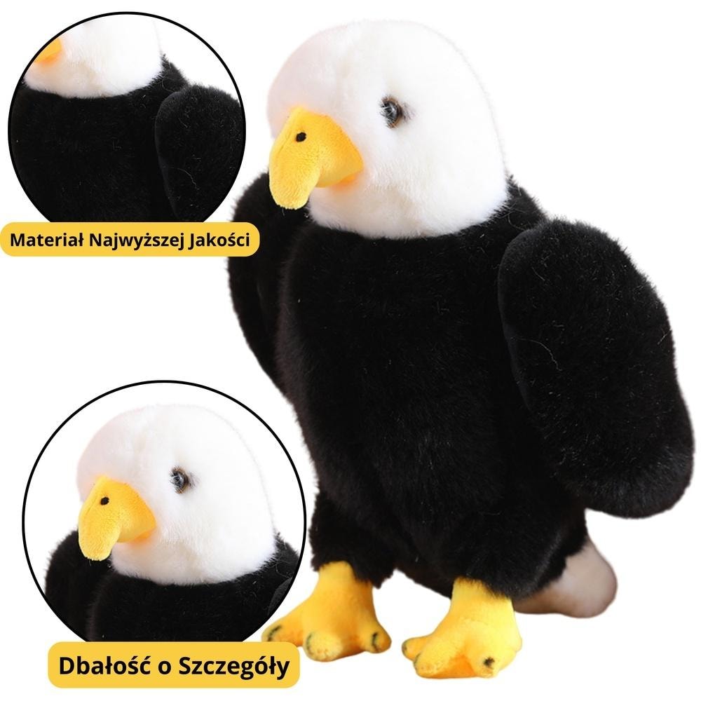 Black and white plush eagle mascot 25 cm - perfect for cuddling