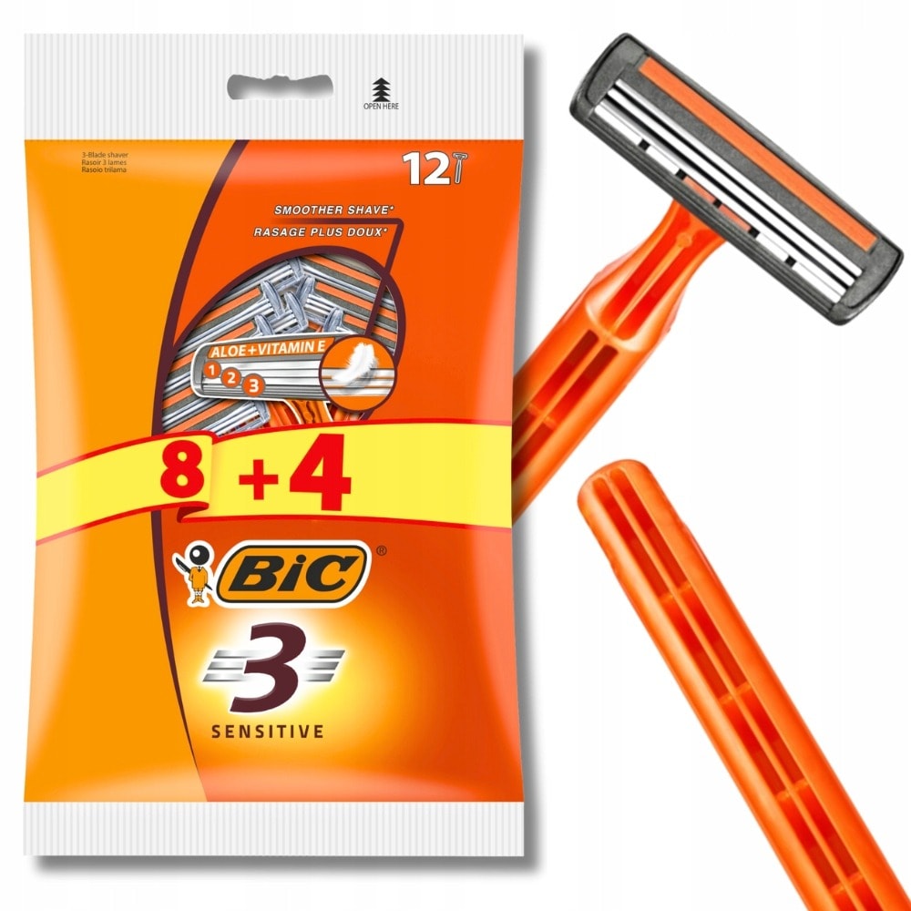 BIC 3 Sensitive - Razors for sensitive skin 8+4 pieces