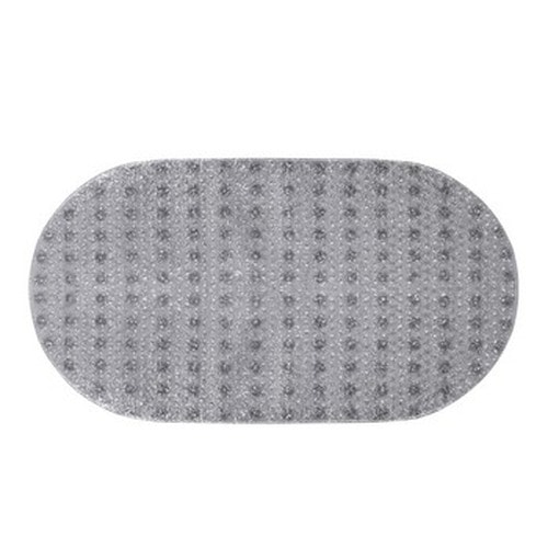 Oval PVC bath mat - non-slip grey, ideal for any bathroom