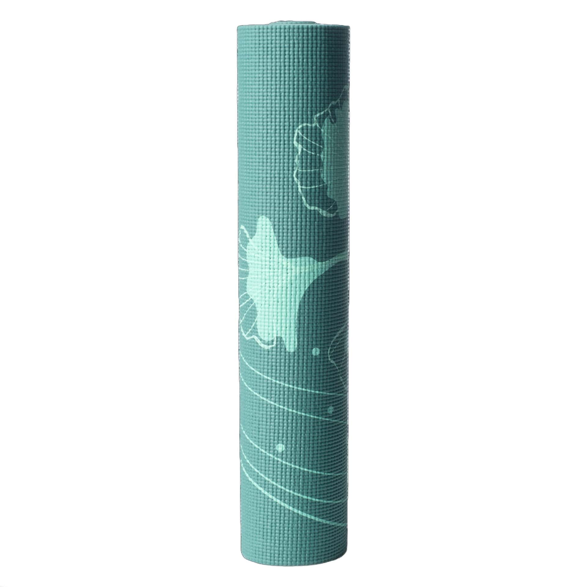 Farias Exercise Mat Ginkgo Mat - green with print, ideal for yoga