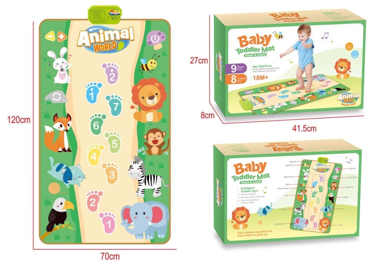 Musical Play Mat Animals - interactive mat for kids 120x70 cm