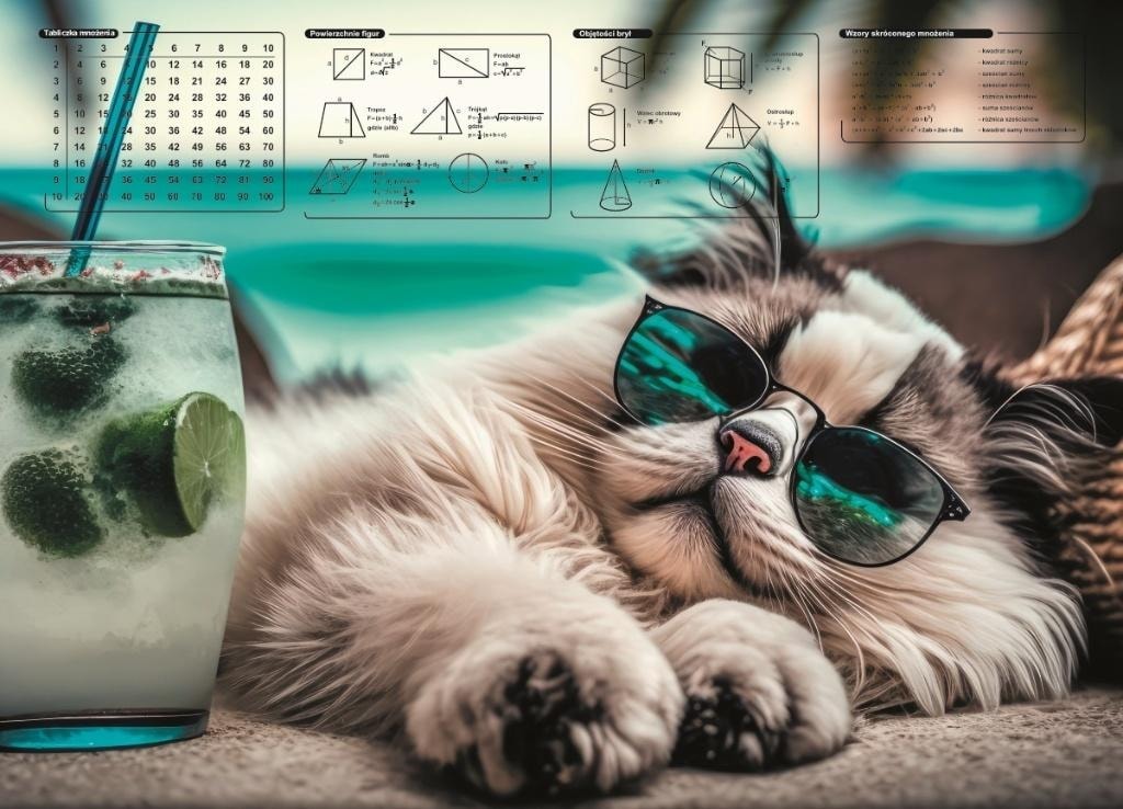 Desk mat with chillout cat print - perfect for work and relaxation