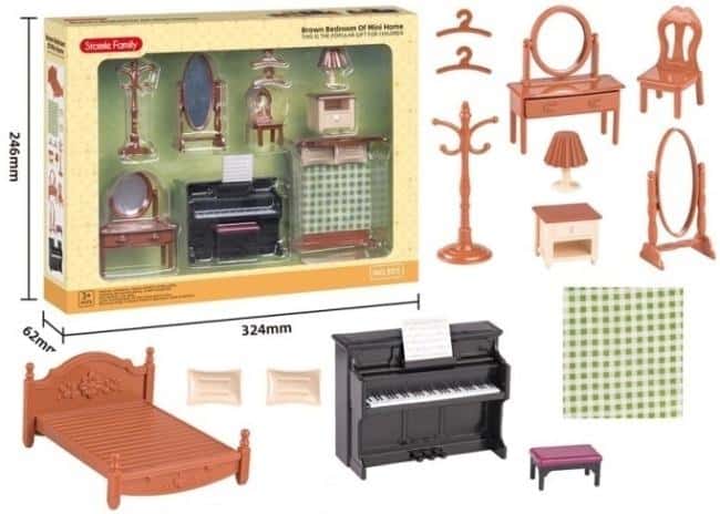 Merkpol Bedroom Furniture - Miniature Set for the Dollhouse