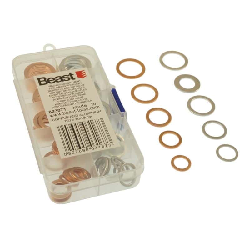 Copper and aluminum sealing washers - set of 100 pieces in various sizes