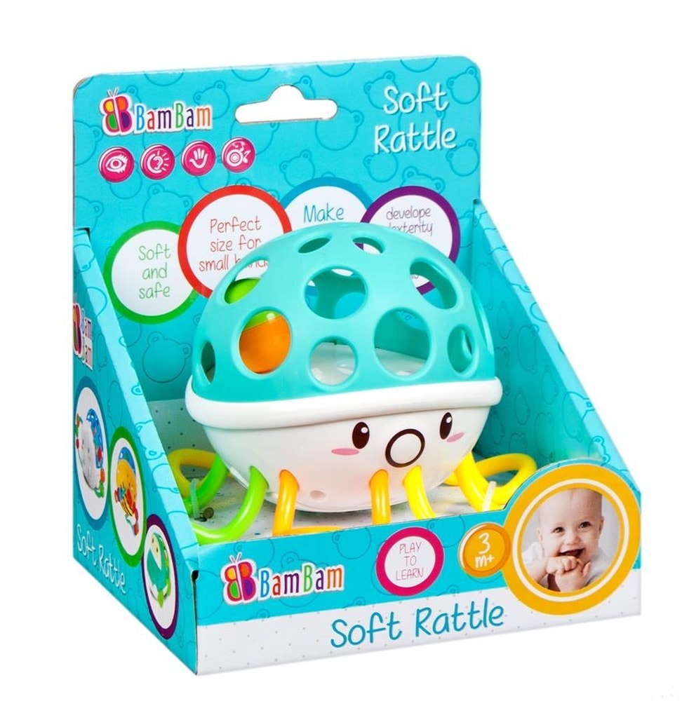 BAM BAM Soft octopus rattle - perfect toy for babies