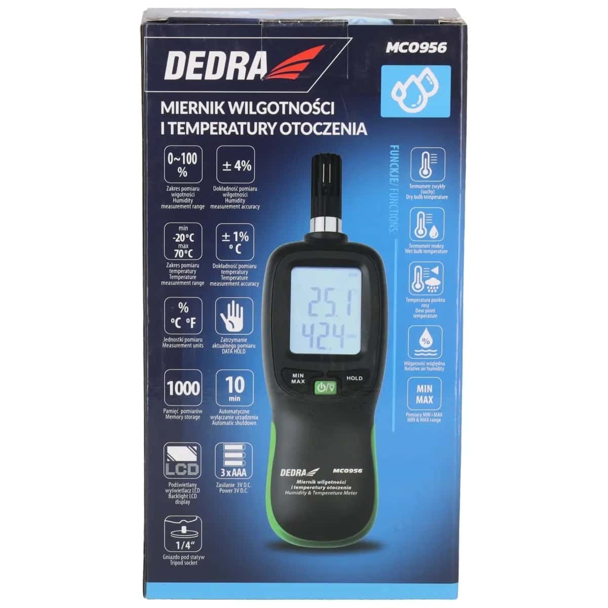 DEDRA Humidity and temperature meter - precise measurement for your home