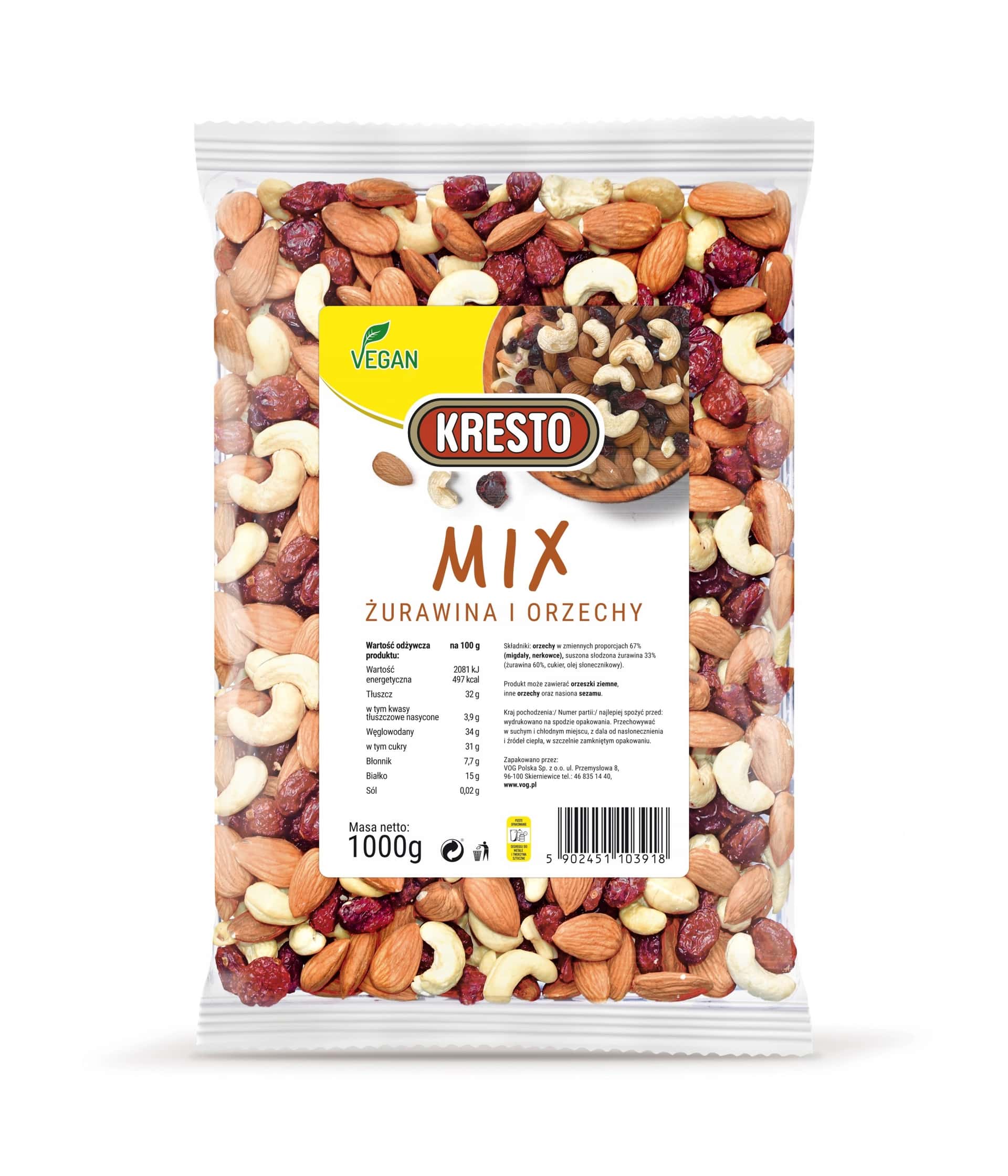 Kresto Mix Cranberry and Nuts 1 kg - perfect snack