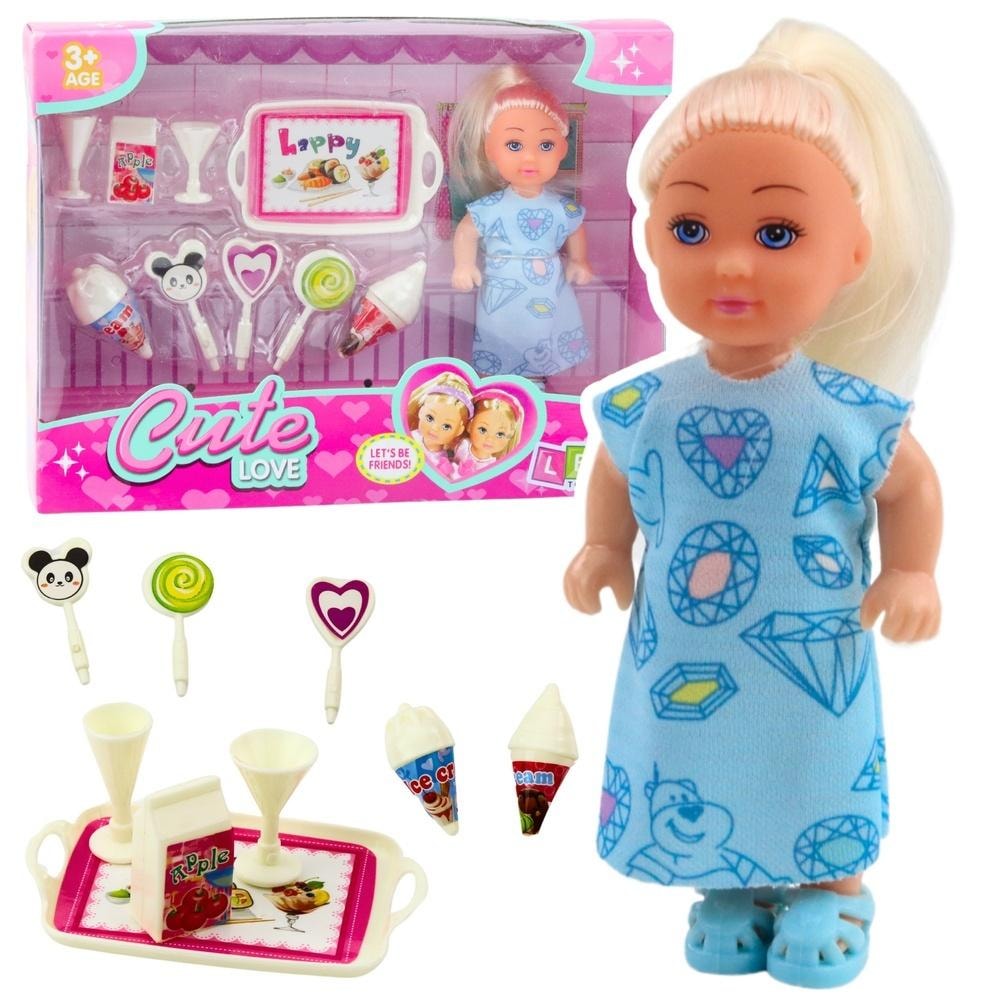 Leantoys Mini doll with ice cream parlor accessories - creative fun for kids