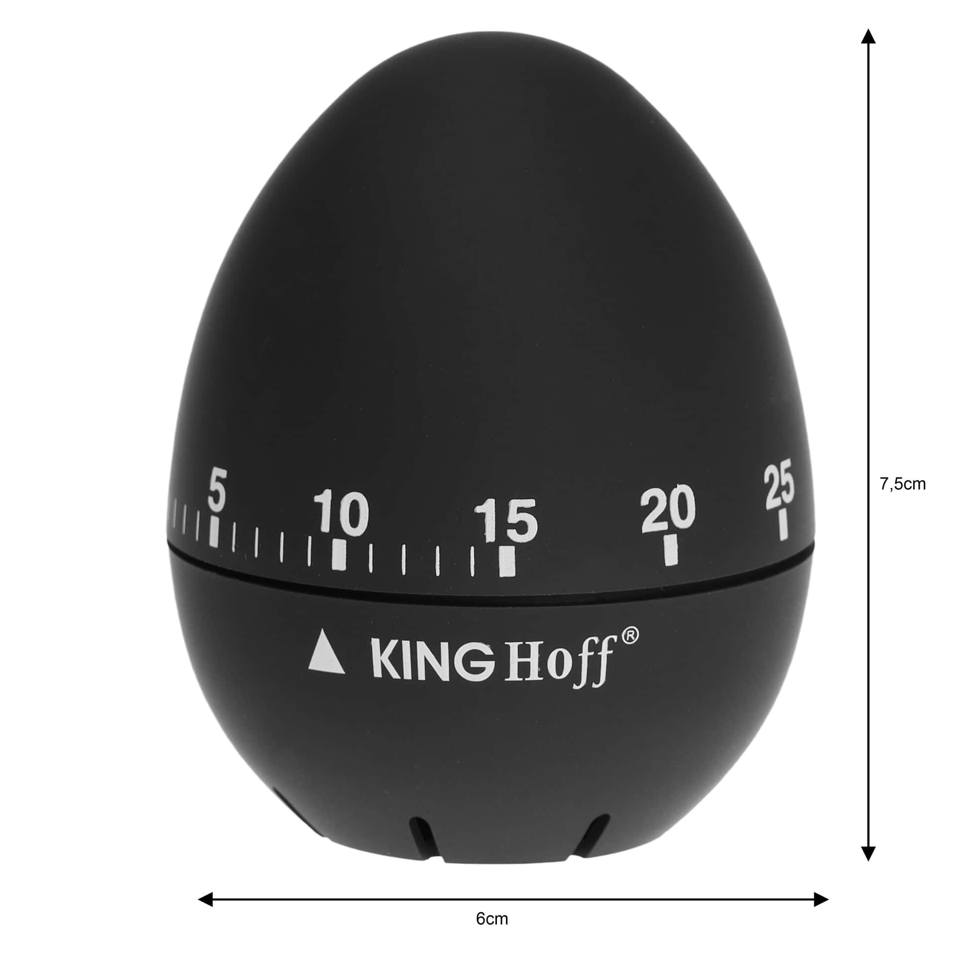 Kinghoff Kitchen Timer Mechanical - black, rubberized coating