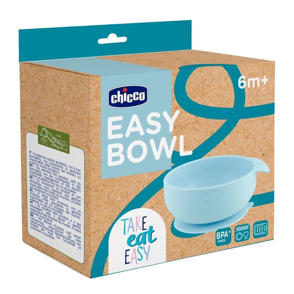 Silicone bowl with suction cup 6m+ blue - ideal for learning to eat independently