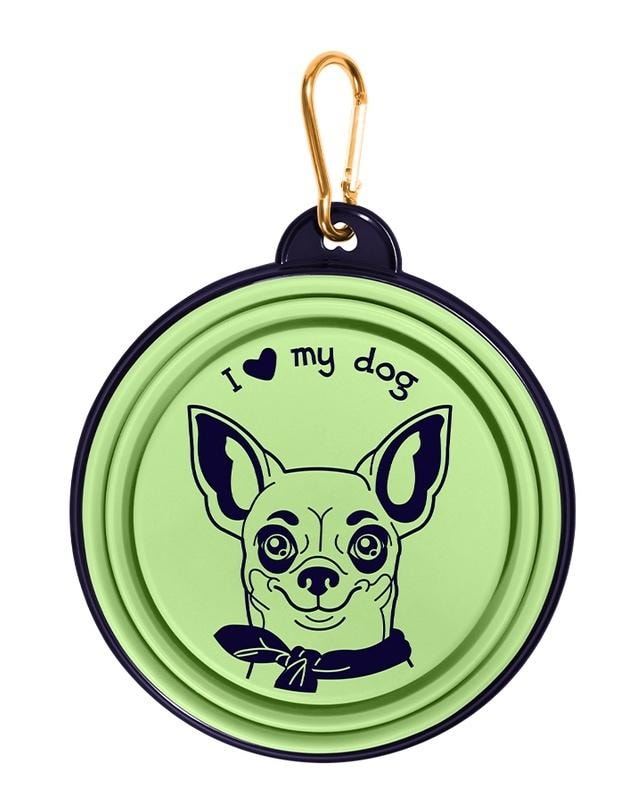 I love my dog - Foldable silicone bowl for dogs - green