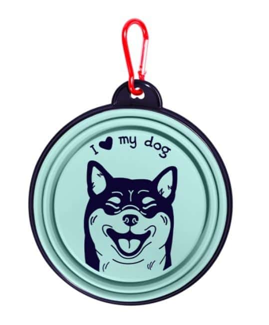 Be-Happy Gifts Dog bowl - I love my dog turquoise foldable