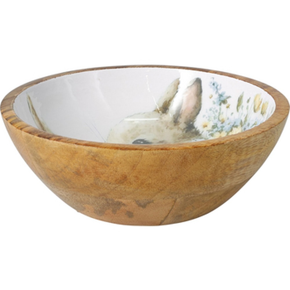 Mango wood serving bowl with hare 20 cm - ideal for serving