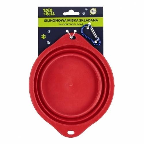 Collapsible silicone bowl red 19 cm - perfect for traveling with pets